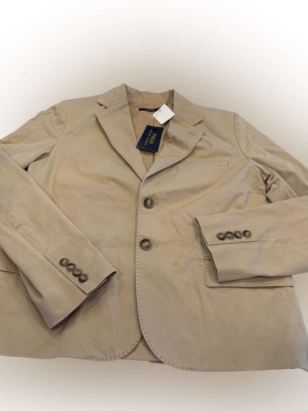 Polo Ralph Lauren Women’s Blazer Jacket Cotton Tan 2 Button Close Sz 10 NWT